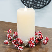 3.5" Joyful Red Jingle Bells With Snow Candle Ring