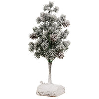 Flocked 9" Bristlecone Pine Tree On Log