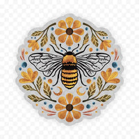 Flowers And Bee Clear Sticker