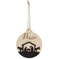 Peace Round Wood Ornament