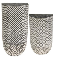 Set of 2 Shabby Chic Round Geometric Buckets