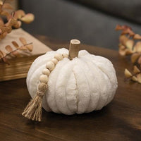 Cream Ribbed Pumpkin w/Beaded Tassel