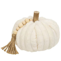 Cream Ribbed Pumpkin w/Beaded Tassel