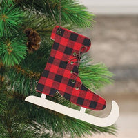 Red & Black Plaid Skate Ornament