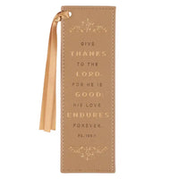 Give Thanks To The Lord For He Good...Faux Leather Bookmark