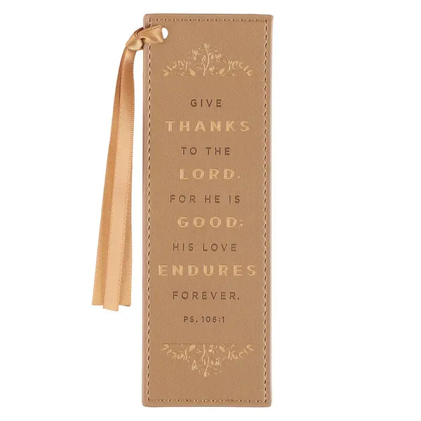 Give Thanks To The Lord For He Good...Faux Leather Bookmark