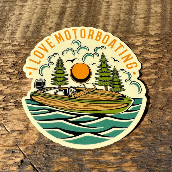 I Love Motorboating Sticker