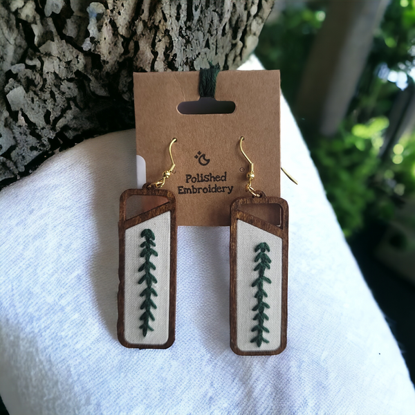 "The Mikhala" Embroidered Trees Handmade Earrings