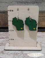 Wisconsin Packer Colors Handmade Wood Earrings