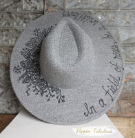 Roses Hand Burned Wide Brim Hat