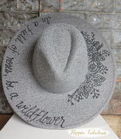 Roses Hand Burned Wide Brim Hat