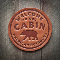 Welcome To Our Cabin American Outdoors Handmade Leather Coaster