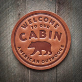 Welcome To Our Cabin American Outdoors Handmade Leather Coaster