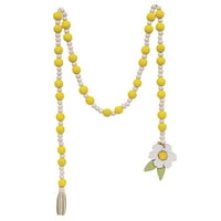 White & Yellow Bead Garland With Flower Tag