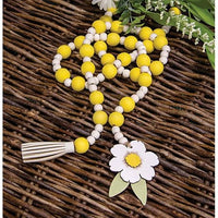 White & Yellow Bead Garland With Flower Tag