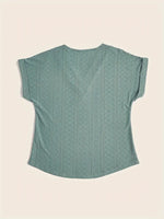 Solid V-Neck Top With Hollow Detail