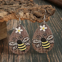 Burlap, Bee, and Daisy Teadrop Earrings