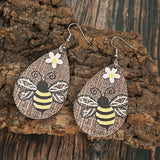 Burlap, Bee, and Daisy Teadrop Earrings