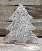 Faux Tin Tree On Birch Wood