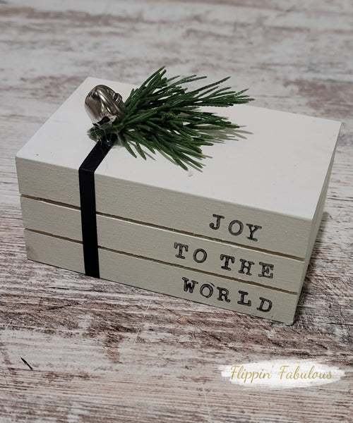 Joy To The World Handmade Faux Bookstack