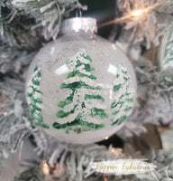 Hand Painted Trio Snow Covered Trees Ornament