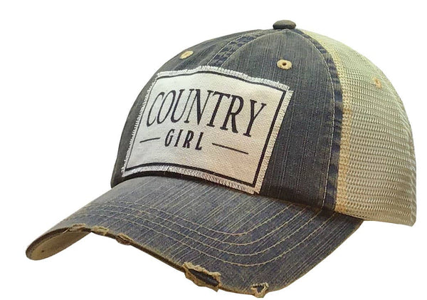 Country Girl Distressed Trucker Hat