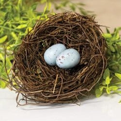 4.5" Angelvine Bird Nest With Eggs