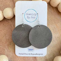 Circle Weathered Grey Handmade Earrings