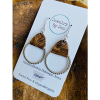 Twisted Hoop- Tooled Brown- Handmade Earrings