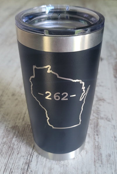 Wisconsin (262) Black Engraved Tumbler (20 oz)