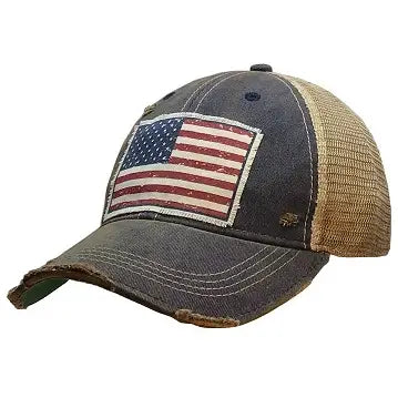 American Flag USA Distressed Trucker Hat
