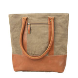 Plain Canvas Tote Bag With Leather Trim