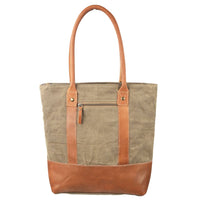 Plain Canvas Tote Bag With Leather Trim