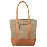 Plain Canvas Tote Bag With Leather Trim