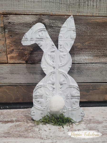 Handmade Faux Tin Bunny Butt With Cotton Tail