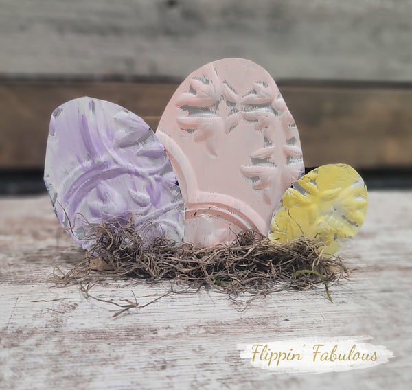 Handmade Faux Tin Easter Eggs With Moss
