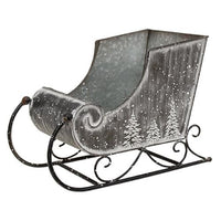 Embossed Snowy Pine Tree Metal Sleigh