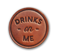 Drinks On Me Handmade Leather Coaster