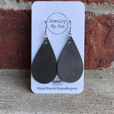 Medium Teardrop Weathered Grey Handmade Earrings