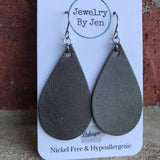 Medium Teardrop Weathered Grey Handmade Earrings