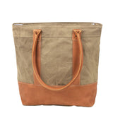 Plain Canvas Tote Bag With Leather Trim