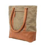 Plain Canvas Tote Bag With Leather Trim