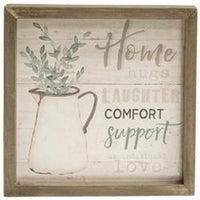 Home Hugs Laughter Comfort Support Unconditional Love Framed Sign